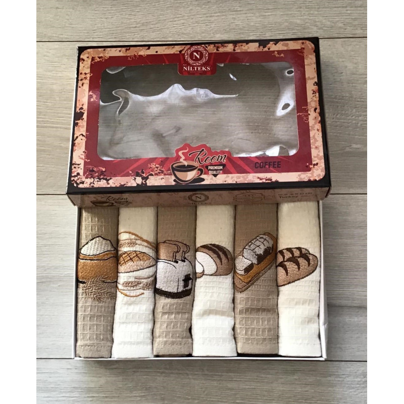 Komplet Ścierek Kuchennych Haftowanych 6szt Bread