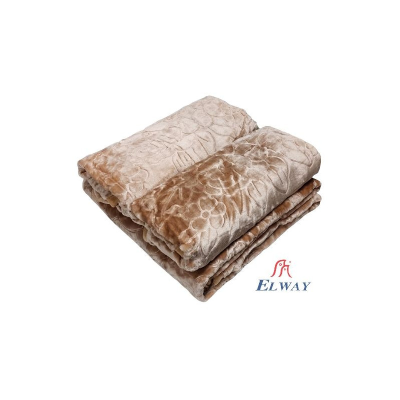 Komplet Koc Z Fotelami Gruby Wytłaczany Odcienie Beżu