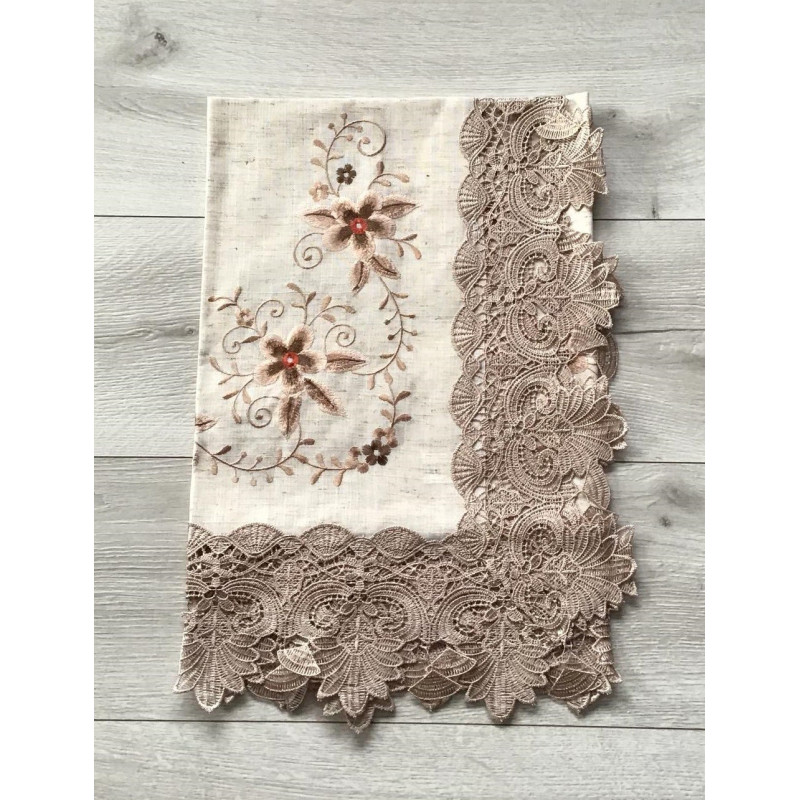 Bieżniki /Serwety Haftowane Beżowe Z Gipiurą
