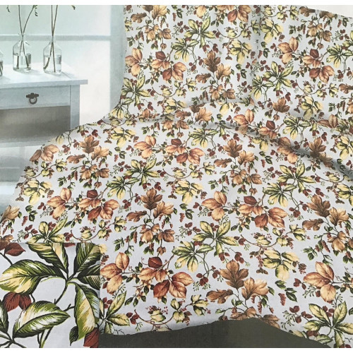 Komplet Pościeli Z Kory 100% Bawełna 220x200cm Liście