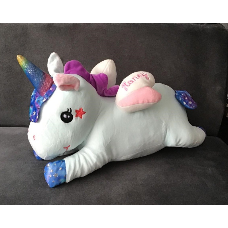 Koc Maskotka 2 W 1 Poduszka Jednorożec Niebieski