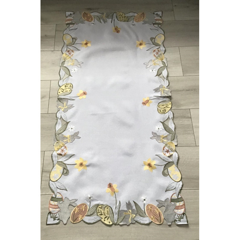 Bieżniki /Serwety Świąteczne Białe Haftowane Zające i Pisanki