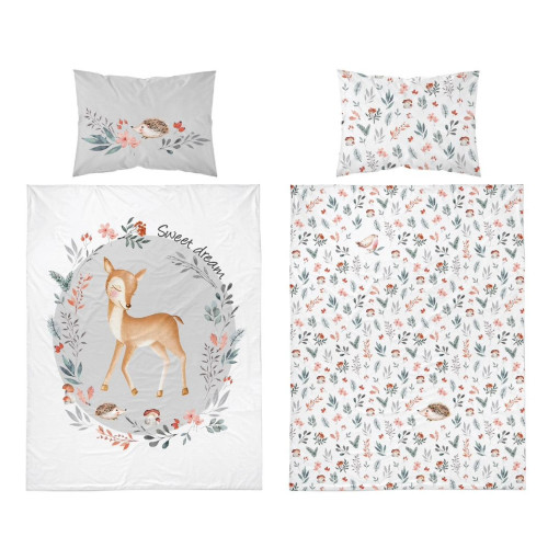 Pościel Bawełniana Dwustronna Do Łóżeczka 100x135 Sarenka