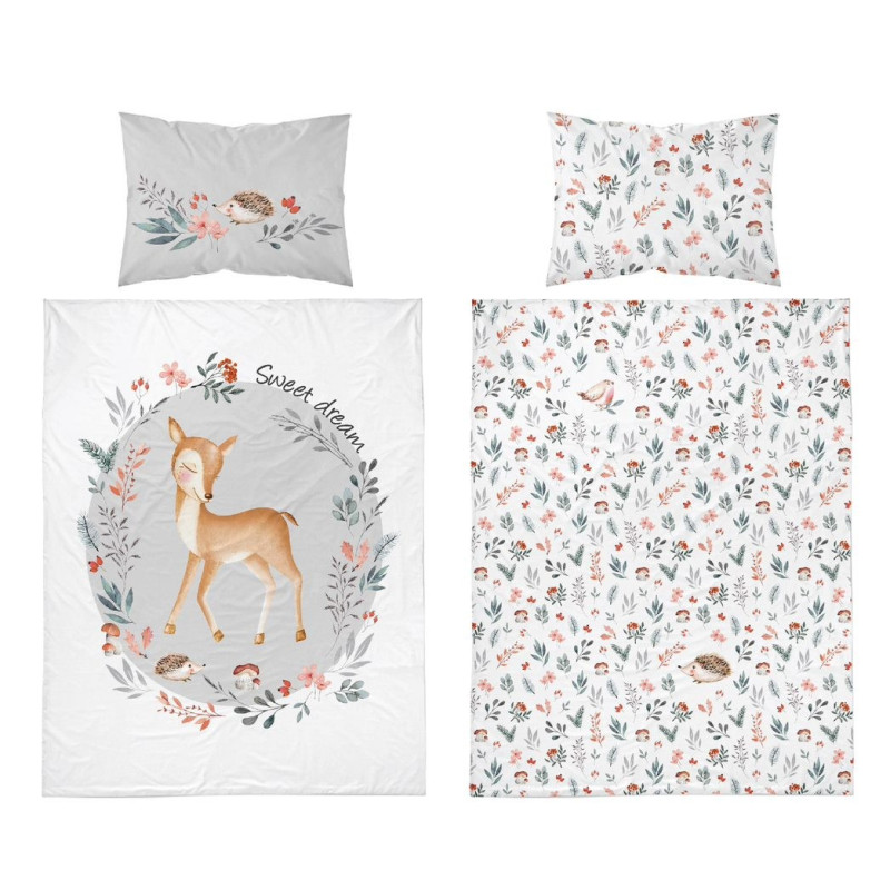 Pościel Bawełniana Dwustronna Do Łóżeczka 100x135 Sarenka