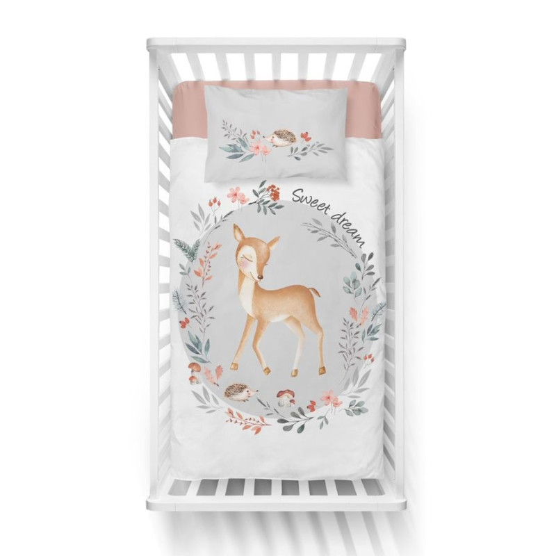 Pościel Bawełniana Dwustronna Do Łóżeczka 100x135 Sarenka