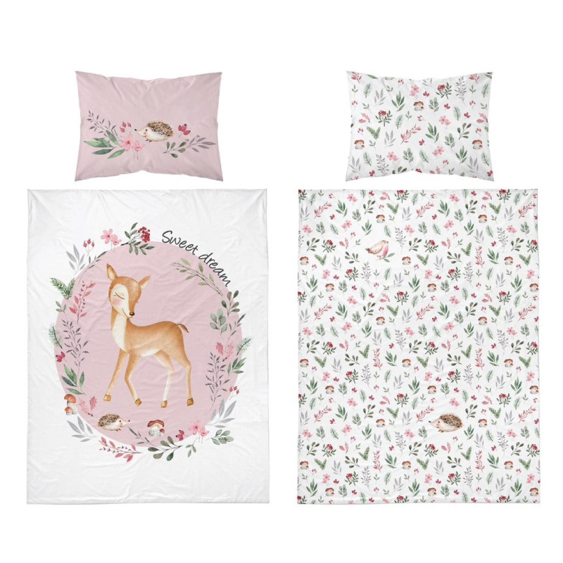 Pościel Bawełniana Dwustronna Do Łóżeczka 100x135 Sarenka