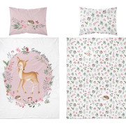 Pościel Bawełniana Dwustronna Do Łóżeczka 100x135 Sarenka