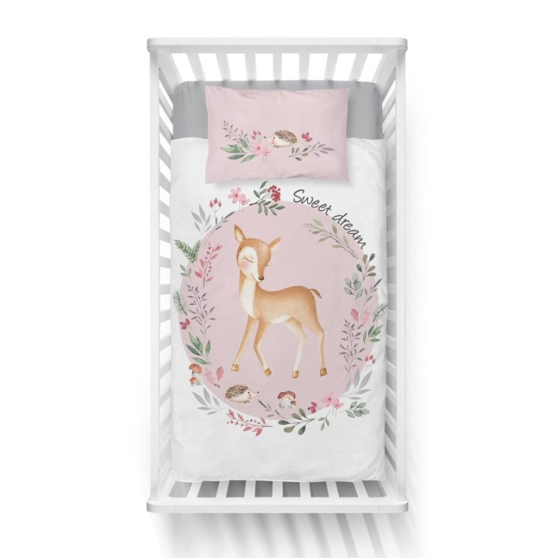 Pościel Bawełniana Dwustronna Do Łóżeczka 100x135 Sarenka