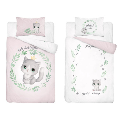 Pościel Bawełniana Dwustronna Do Łóżeczka 100x135 Kotek