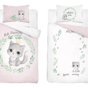 Pościel Bawełniana Dwustronna Do Łóżeczka 100x135 Kotek