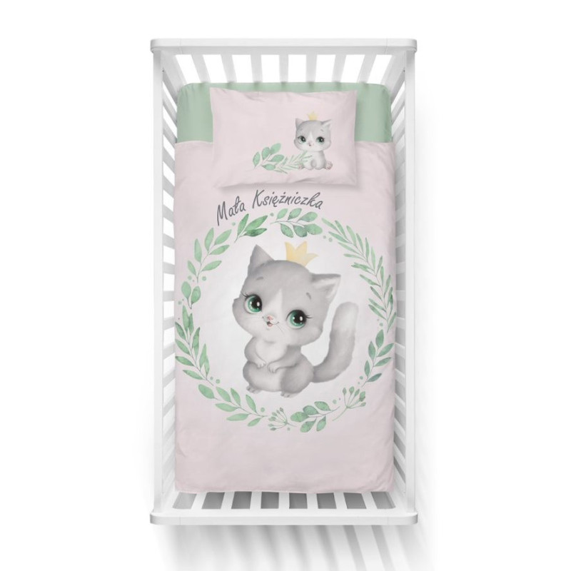 Pościel Bawełniana Dwustronna Do Łóżeczka 100x135 Kotek