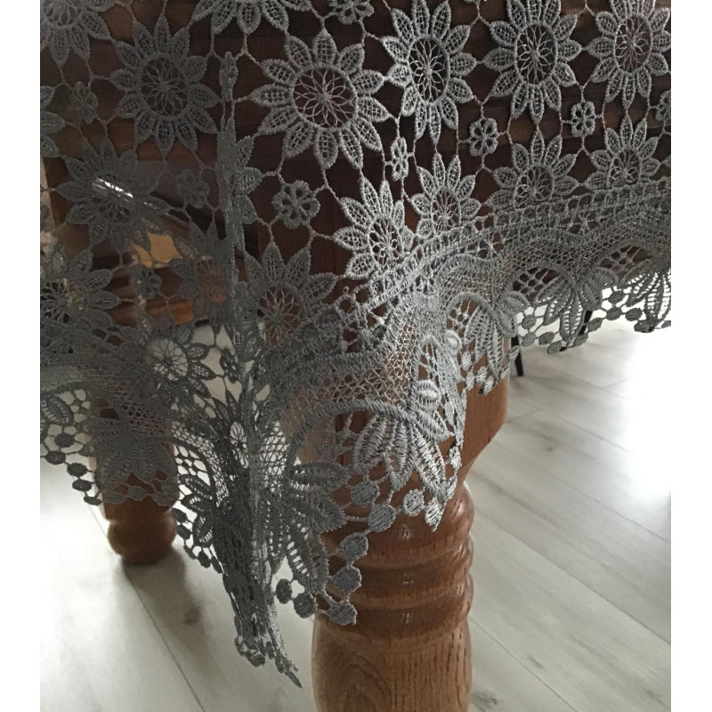 Obrus Z Gipiury Szary Cały Koronkowy