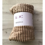 Koc Z Mikrofibry Tłoczony Pasy 160x200cm Beżowy