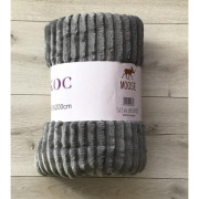 Koc Z Mikrofibry Tłoczony Pasy 220x200cm Szary