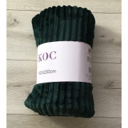 Koc Z Mikrofibry Tłoczony Pasy 220x200cm Zielony Ciemny