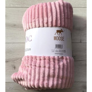 Koc Z Mikrofibry Tłoczony Pasy 220x200cm Pudrowy Róż