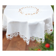 Obrus okrągły biały obszyty gipiurą