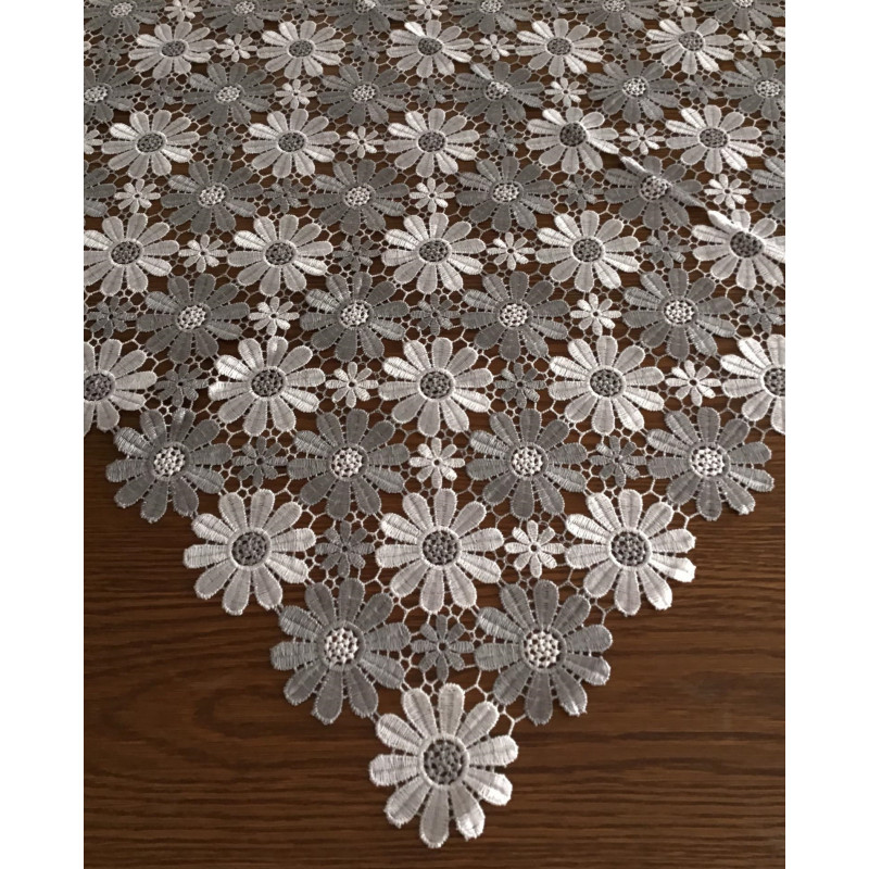 Bieżniki/Serwety Z Gipiury Całe Koronkowe W Biało/Szare Kwiaty
