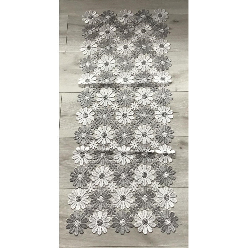 Bieżniki/Serwety Z Gipiury Całe Koronkowe W Biało/Szare Kwiaty
