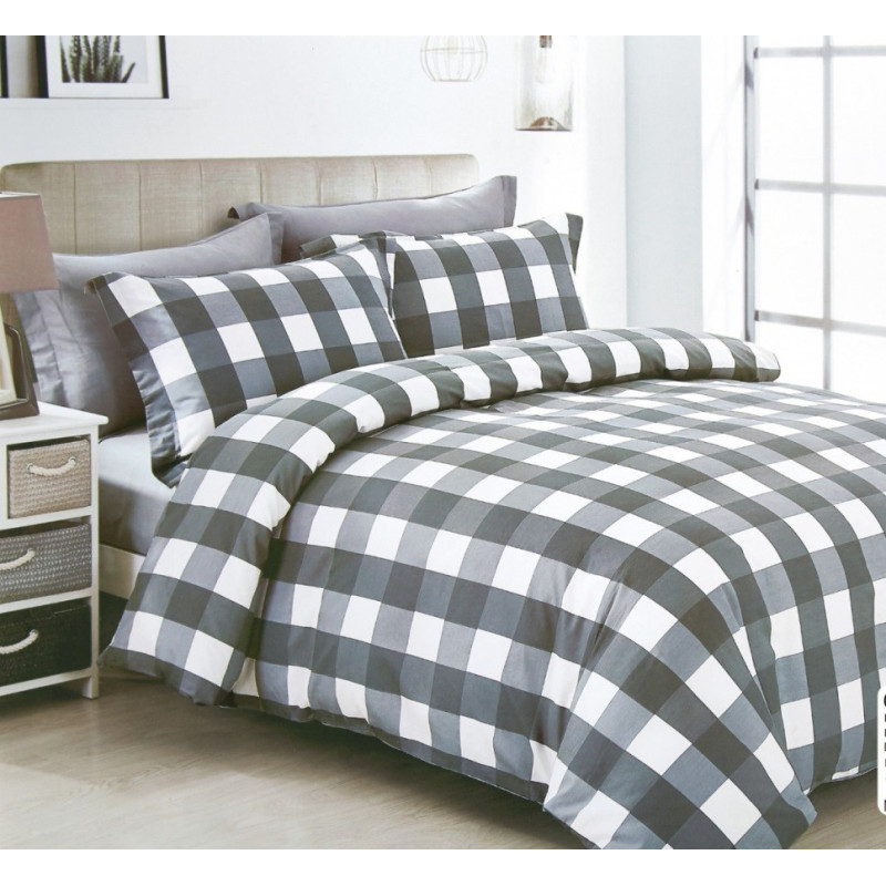 Pościel 220x200 Dwustronna Bawełna Satynowa Collection World Krata