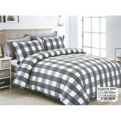 Pościel 160x200 Dwustronna Bawełna Satynowa Collection World Kratka