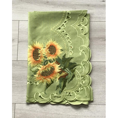 Bieżniki /Serwety Zielone Haftowane Słoneczniki