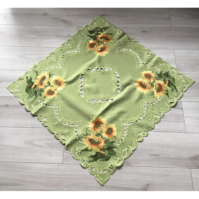 Bieżniki /Serwety Zielone Haftowane Słoneczniki