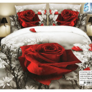 Pościel 3D Satyna Bawełniana 220/200 3cz Róża