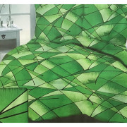 Komplet Pościeli Z Kory 100% Bawełna 160x200cm Grafika Zielona