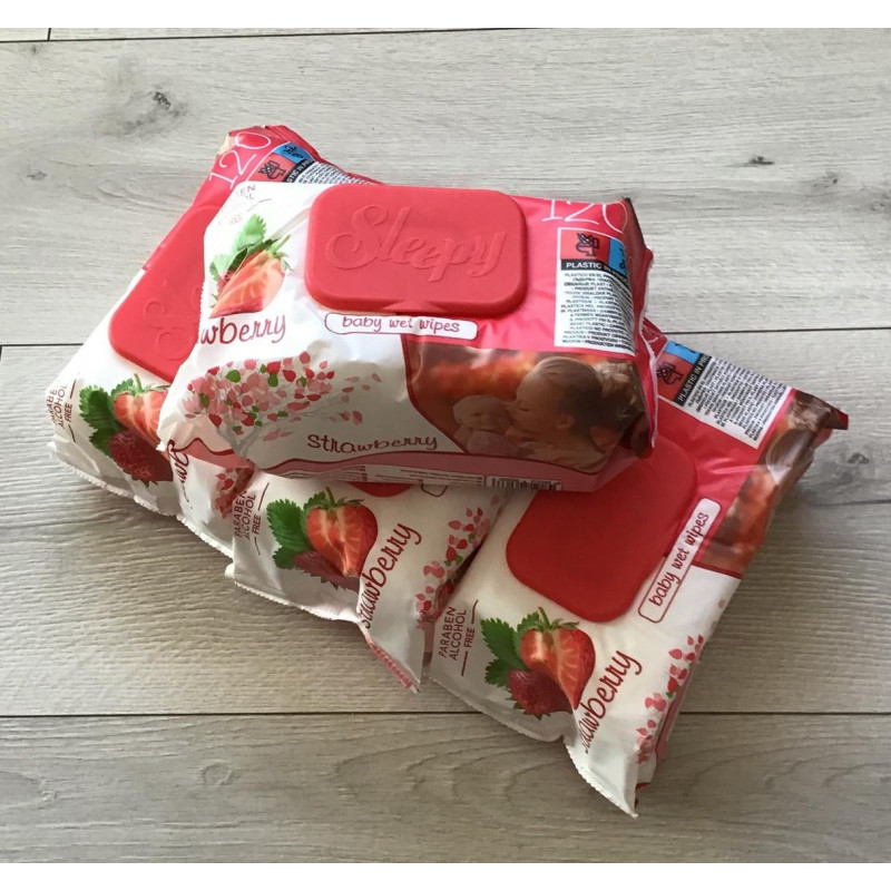 Chusteczki Nawilżane Sleepy 12x120szt Truskawkowe