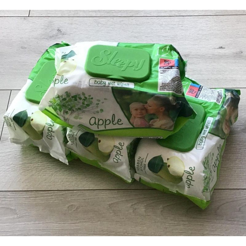 Chusteczki Nawilżane Sleepy 12x120szt Zielone Jabłuszko