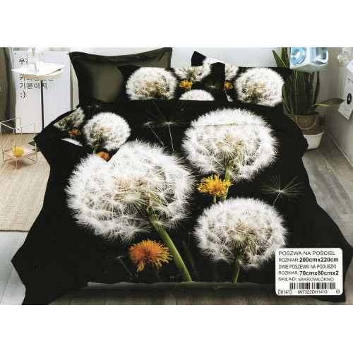 Pościel 3D Satyna Bawełniana 220/200 3cz Dmuchawce