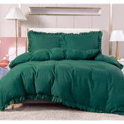 Pościel Z Falbanką Satyna Bawełniana 160x200 3cz Zielony