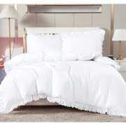 Pościel Z Falbanką Satyna Bawełniana 160x200 3cz Biała