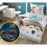 Pościel Fluorescencyjna 100% Bawełna 160x200cm 2cz Pies i Kot