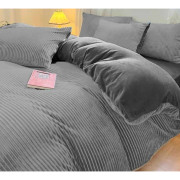 Pościel Gruba Z Mikrofibry Miś 160x200cm 4cz Pasy Szare