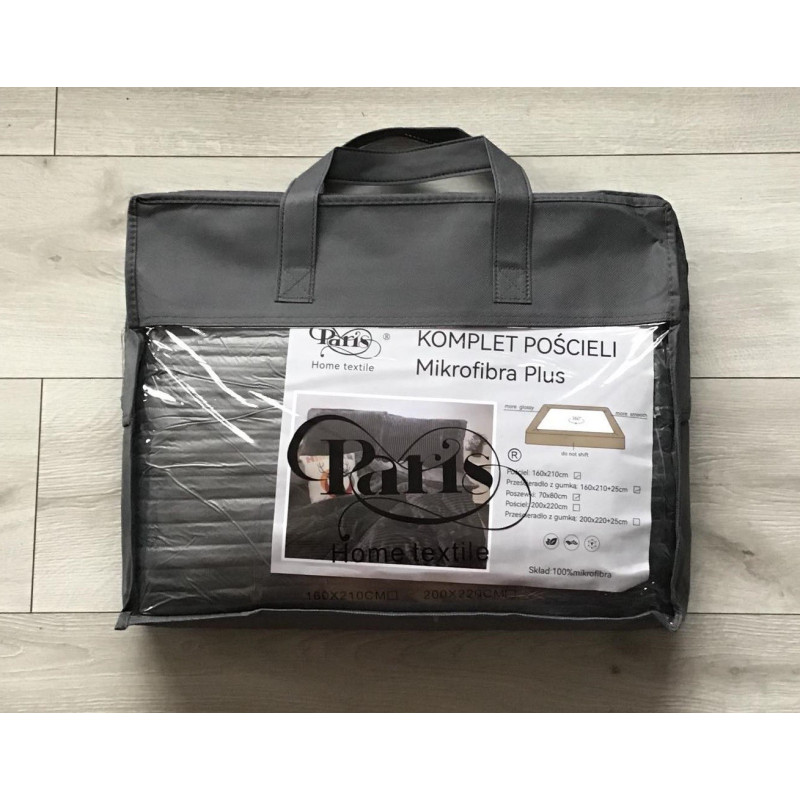 Pościel Gruba Z Mikrofibry Miś 160x200cm 4cz Pasy Szare