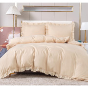 Pościel Z Falbanką Satyna Bawełniana 160x200 3cz Kremowa