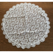 Obrus Okrągły Cały Koronkowy Mleczny Biały