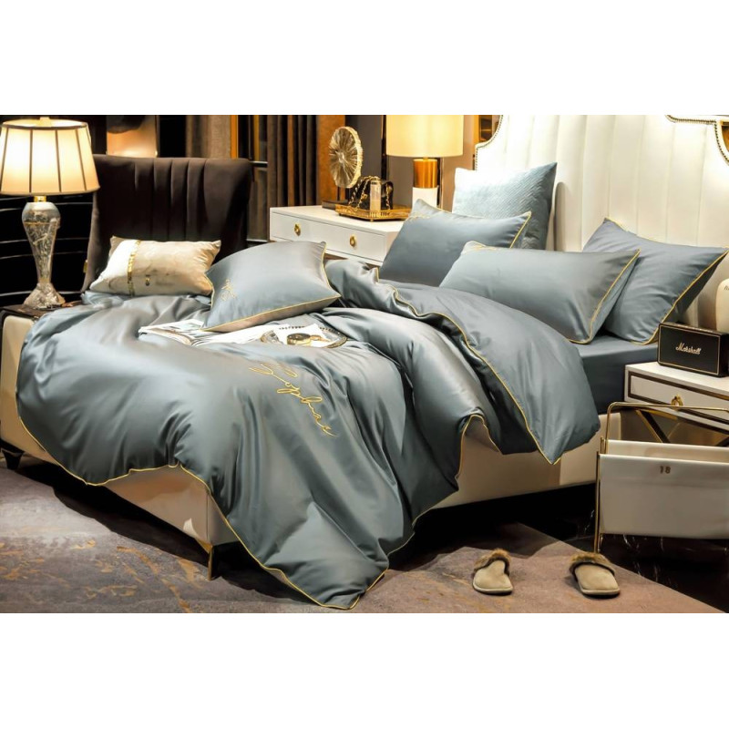 Pościel Mikrofibra Cotton World Z Haftem 160x200 3cz Szary