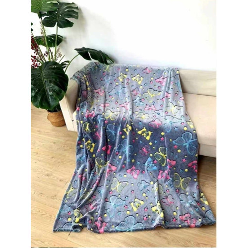 Koc Świecący Mikrofibra 150x200 Kolorowe Motyle