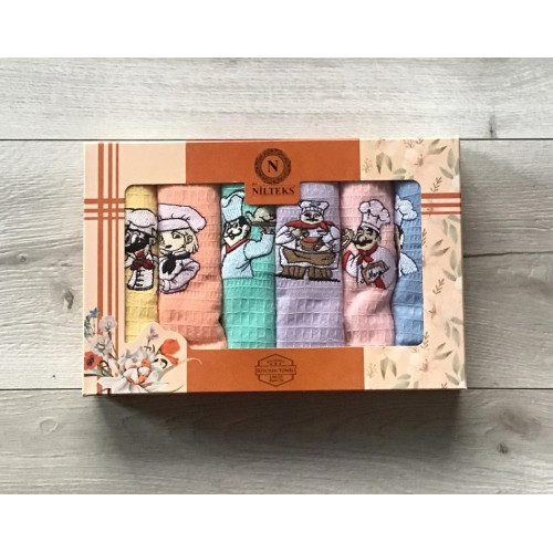 Komplet Ścierek Kuchennych Haftowanych 6szt. Kucharze