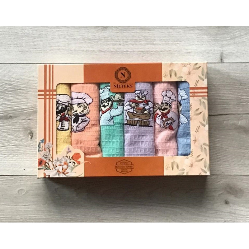 Komplet Ścierek Kuchennych Haftowanych 6szt. Kucharze