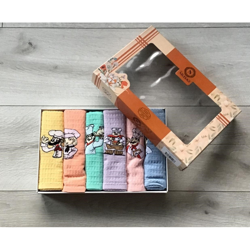 Komplet Ścierek Kuchennych Haftowanych 6szt. Kucharze