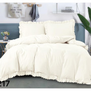 Pościel Z Falbanką Satyna Bawełniana 220x200 3cz Ekri