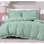 Pościel Z Falbanką Satyna Bawełniana 220x200 3cz Mięta