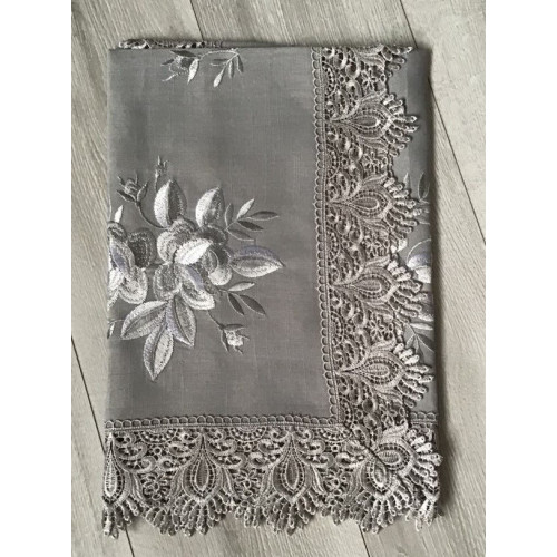 Bieżniki /Serwety Haftowane Obszyte Gipiurą Szare