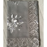 Bieżniki /Serwety Haftowane Obszyte Gipiurą Szare