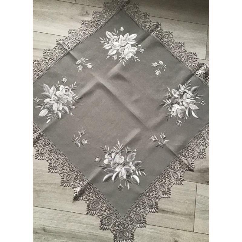 Bieżniki /Serwety Haftowane Obszyte Gipiurą Szare