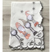 Bieżniki /Serwety Świąteczne Białe Z Haftem Krasnale